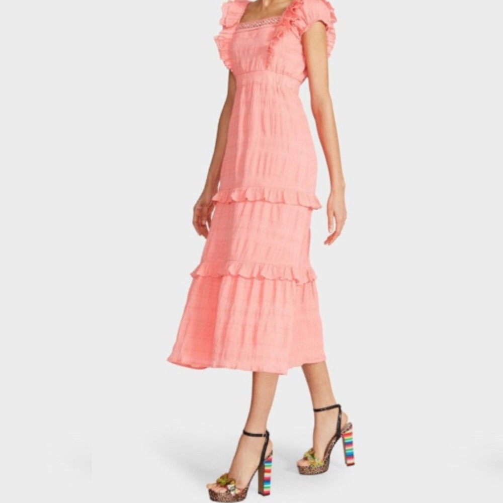 Betsey Johnson Women's Pink Lovely Layers Maxi Dress Size L